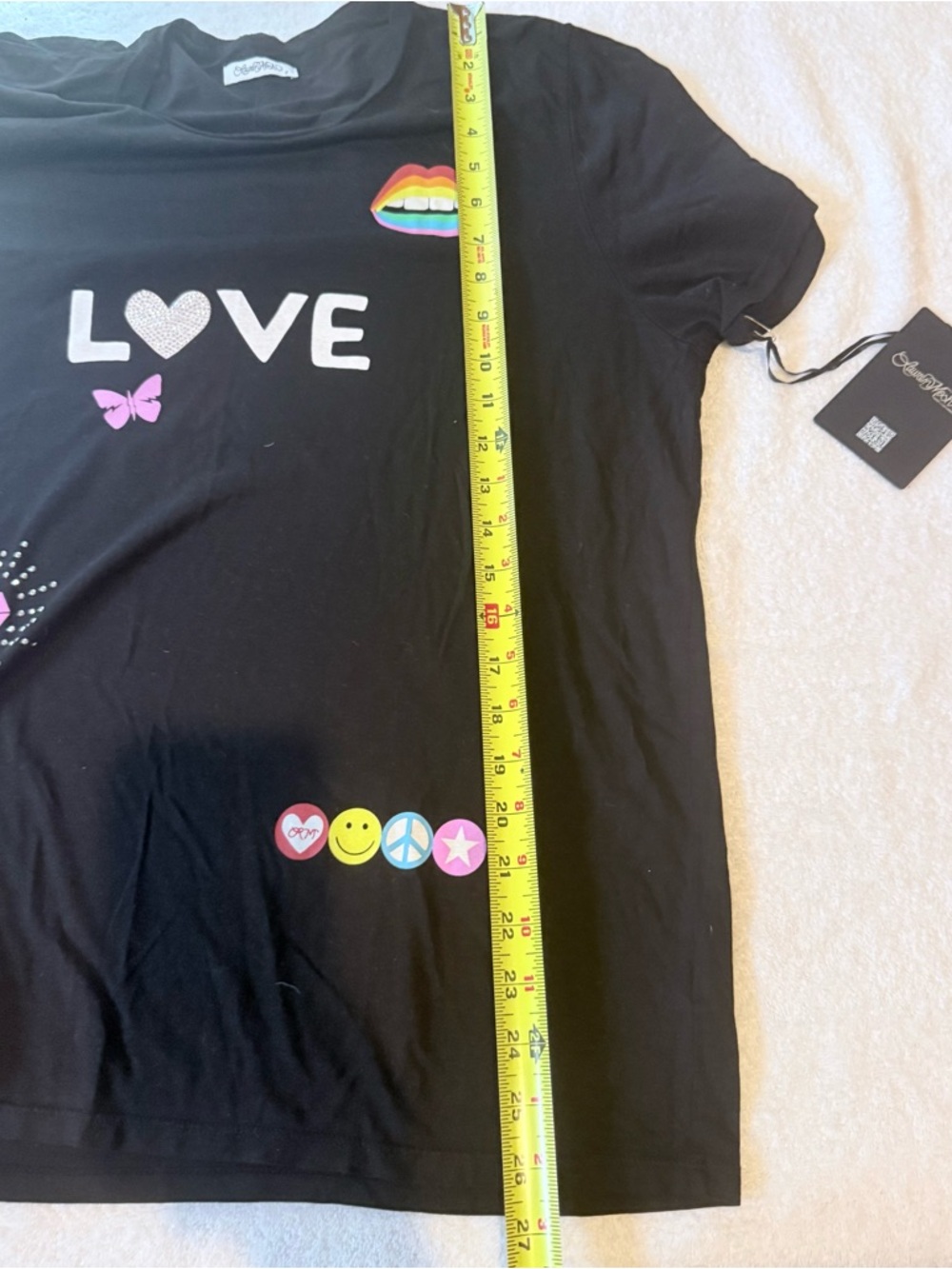 Lauren Moshi Black 'Love Rainbow' Graphic Tee - Picture 7 of 8